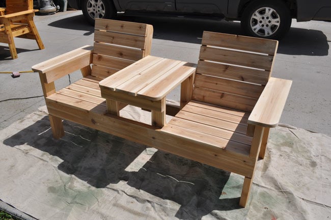 DIY Double Chair Bench with Table By DIY Pete Ana White